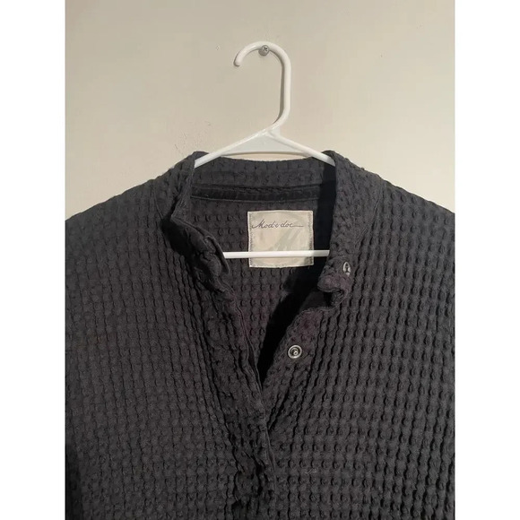 Mod-o-doc Black Waffle Knit and Velvet Casual Lightweight Jacket - Picture 2 of 10
